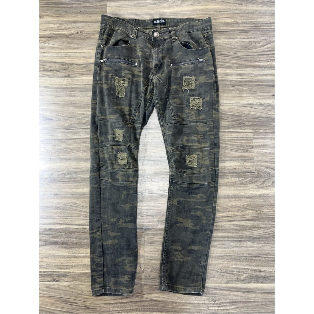 CJ Black Premium Jeans 32x32 Streetwear Skinny Flex Stretch Camo Distressed